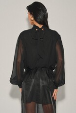 Semi Sheer Draped Balloon Top