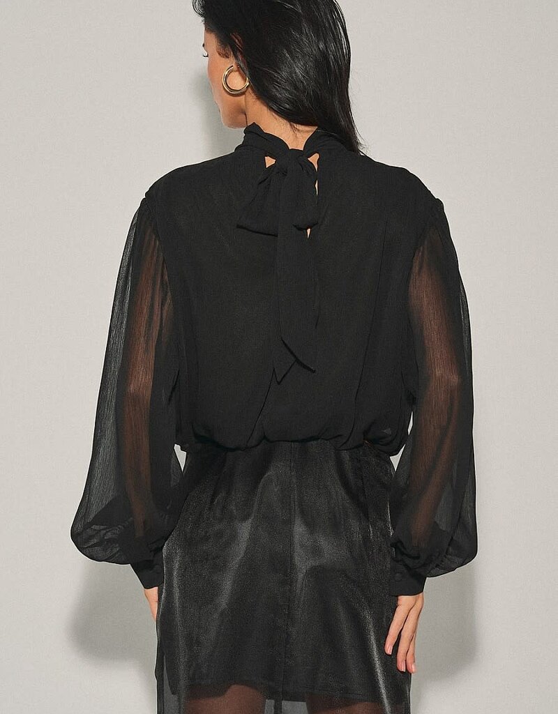 Semi Sheer Draped Balloon Top