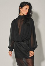 Semi Sheer Draped Balloon Top