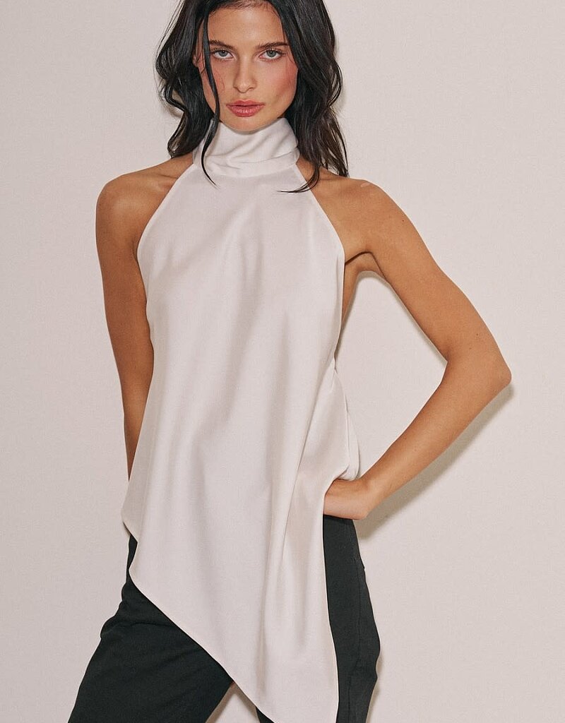 Georgetta Satin Asymmetrical Open Back Top