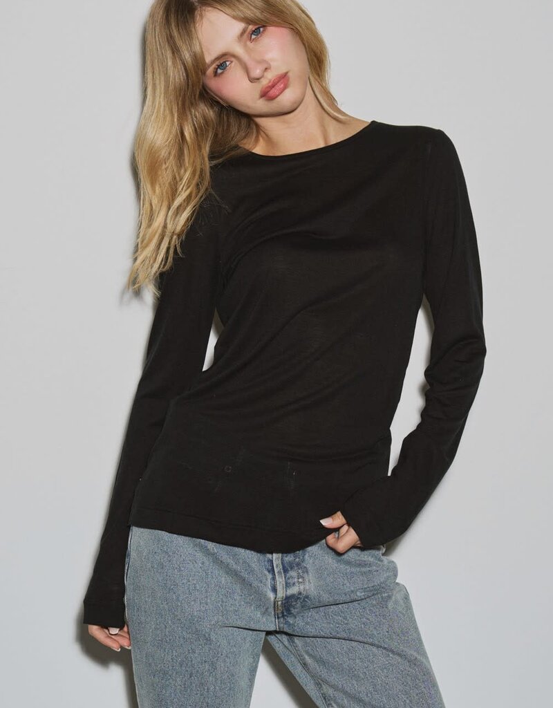 Sheer Long Sleeve Basic Top