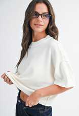 Exposed Seam Dropped Shoulder Lightweight Sweater