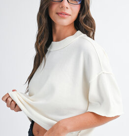 Exposed Seam Dropped Shoulder Lightweight Sweater