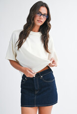 Exposed Seam Dropped Shoulder Lightweight Sweater