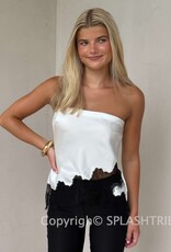 Kenzie Satin Strapless Lace Trim Top