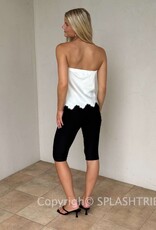 Kenzie Satin Strapless Lace Trim Top