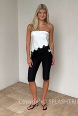 Kenzie Satin Strapless Lace Trim Top
