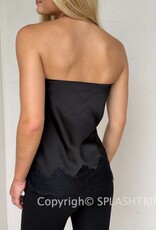 Kenzie Satin Strapless Lace Trim Top
