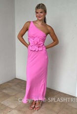 Jillian One Shoulder Cut Out 3D Flower Maxi Dress