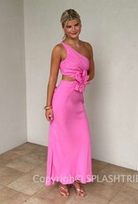 Jillian One Shoulder Cut Out 3D Flower Maxi Dress