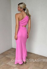 Jillian One Shoulder Cut Out 3D Flower Maxi Dress