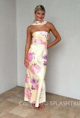 Helen Strapless Floral Scarf Neck Maxi Dress
