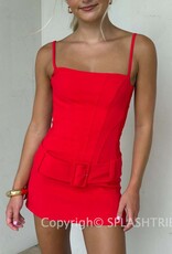 Amanda Uprichard Alva Corset Belted Romper Mini Dress