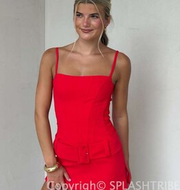 Amanda Uprichard Alva Corset Belted Romper Mini Dress