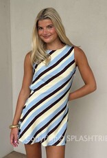Diagonal Stripe Open Back Mini Dress