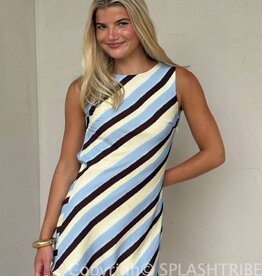 Diagonal Stripe Open Back Mini Dress