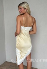 Satin Lace Trim Bias Mini Dress