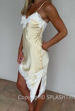 Satin Lace Trim Bias Mini Dress