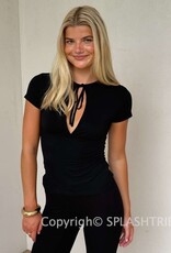 Keyhole Cutout Tie Detail Short Sleeve Top