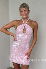 Nikol Sequin Keyhole Twist Front Mini Dress