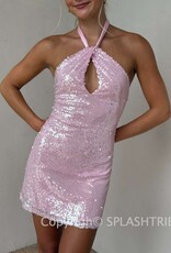 Nikol Sequin Keyhole Twist Front Mini Dress