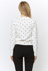 Polka Dot Button Front Long Sleeve Cardigan Sweater