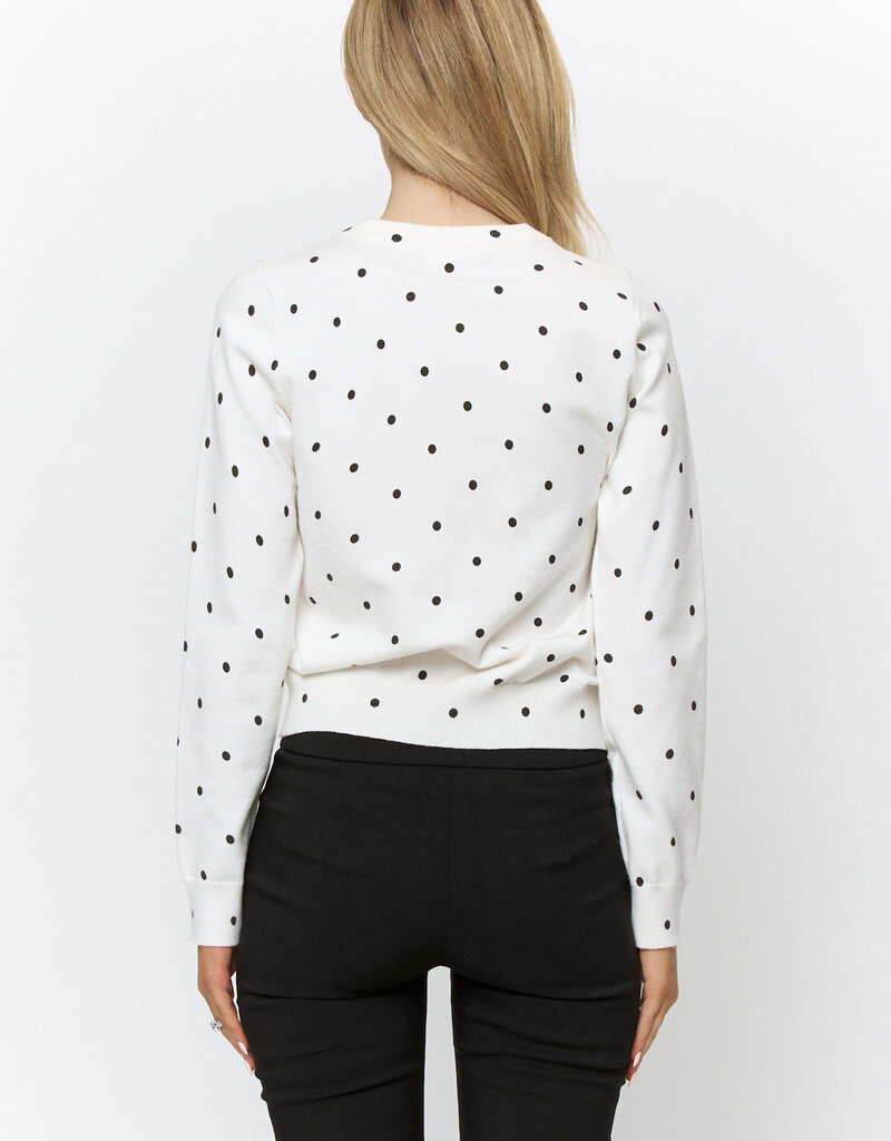 Polka Dot Button Front Long Sleeve Cardigan Sweater