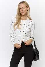Polka Dot Button Front Long Sleeve Cardigan Sweater