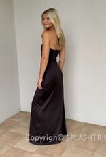 Gold Metal Detail Strapless Maxi Dress