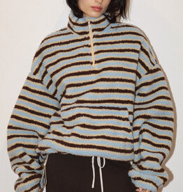 Sherpa Striped Quarter Zip Pullover Jacket