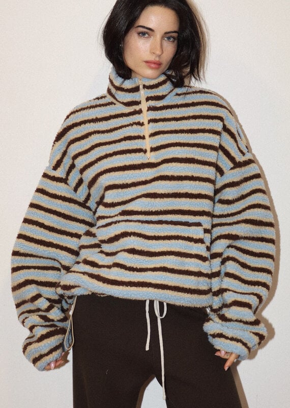 Sherpa Striped Quarter Zip Pullover Jacket
