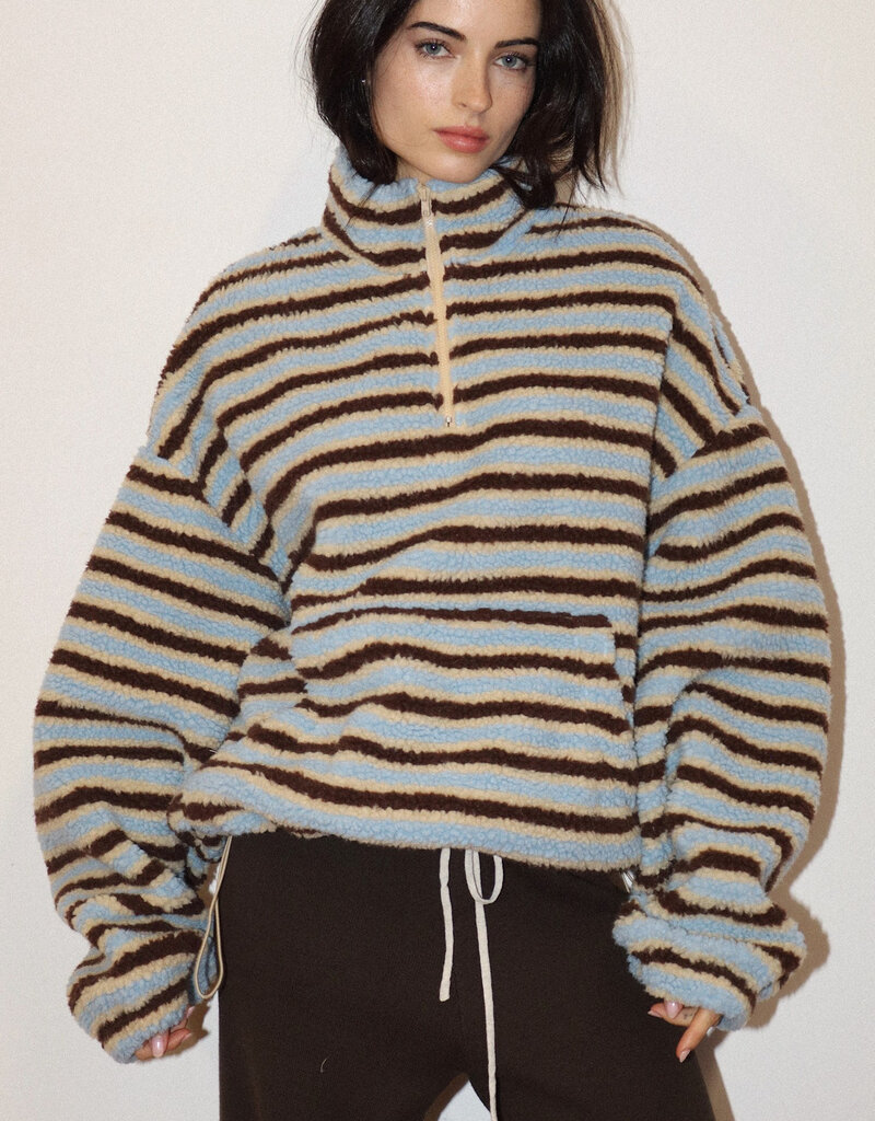 Sherpa Striped Quarter Zip Pullover Jacket