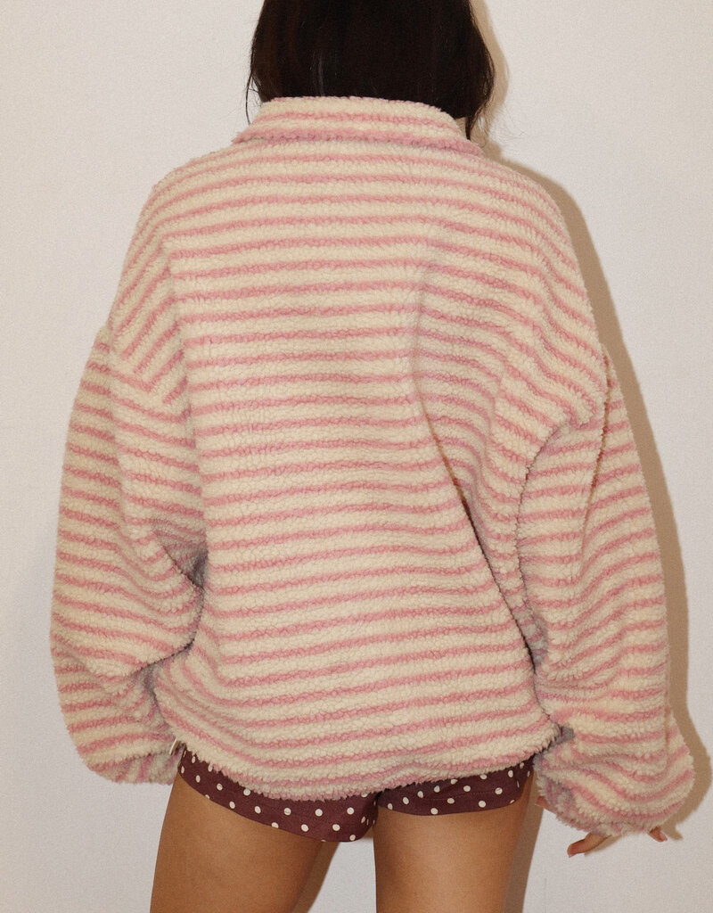 Sherpa Striped Quarter Zip Pullover Jacket