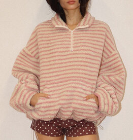 Sherpa Striped Quarter Zip Pullover Jacket