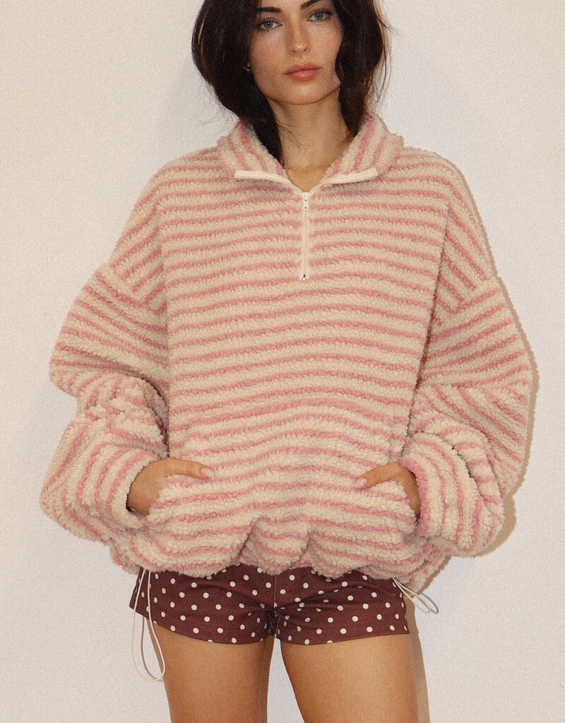 Sherpa Striped Quarter Zip Pullover Jacket