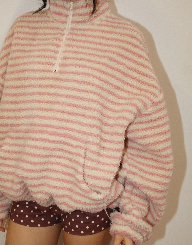 Sherpa Striped Quarter Zip Pullover Jacket