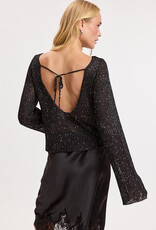 Sequin Knit Tie Back Long Sleeve Sweater