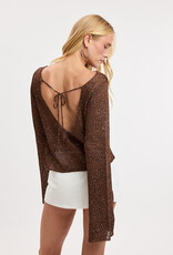 Sequin Knit Tie Back Long Sleeve Sweater
