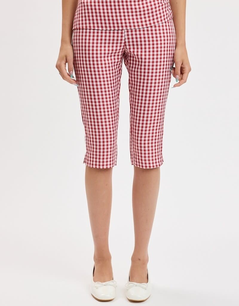 Adelaide Gingham Fold Over Capri Pants