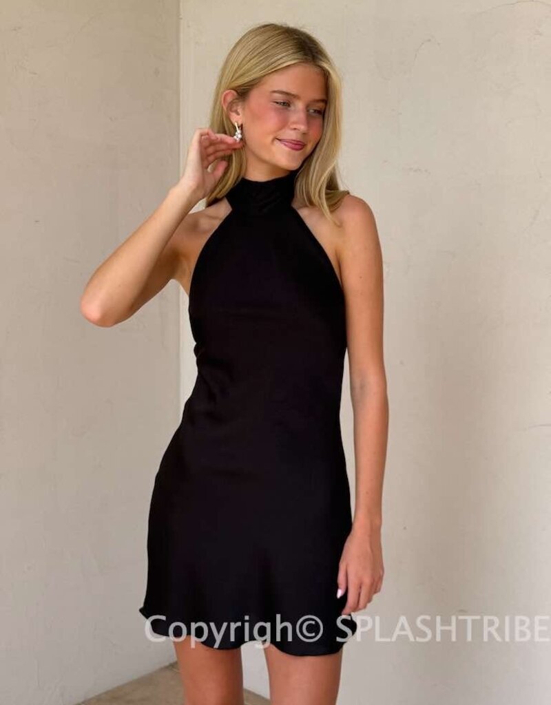 Chana High Neck Halter Mini Dress