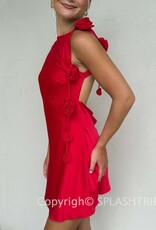 Lila 3D Rose Satin Detail Backless Mini Dress