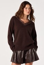 ASTR Jadyn Lace Trim V Neck Sweater