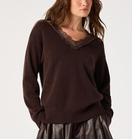 ASTR Jadyn Lace Trim V Neck Sweater