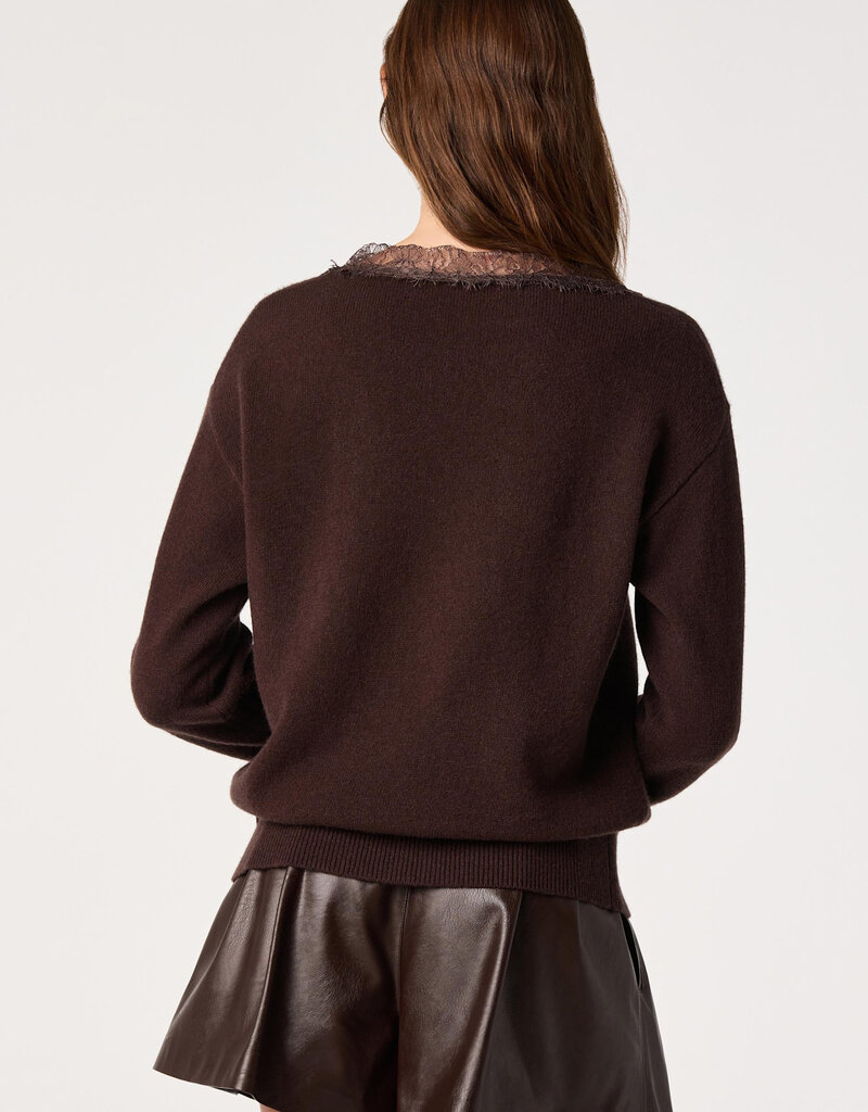 ASTR Jadyn Lace Trim V Neck Sweater