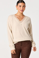 ASTR Jadyn Lace Trim V Neck Sweater