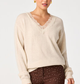 ASTR Jadyn Lace Trim V Neck Sweater
