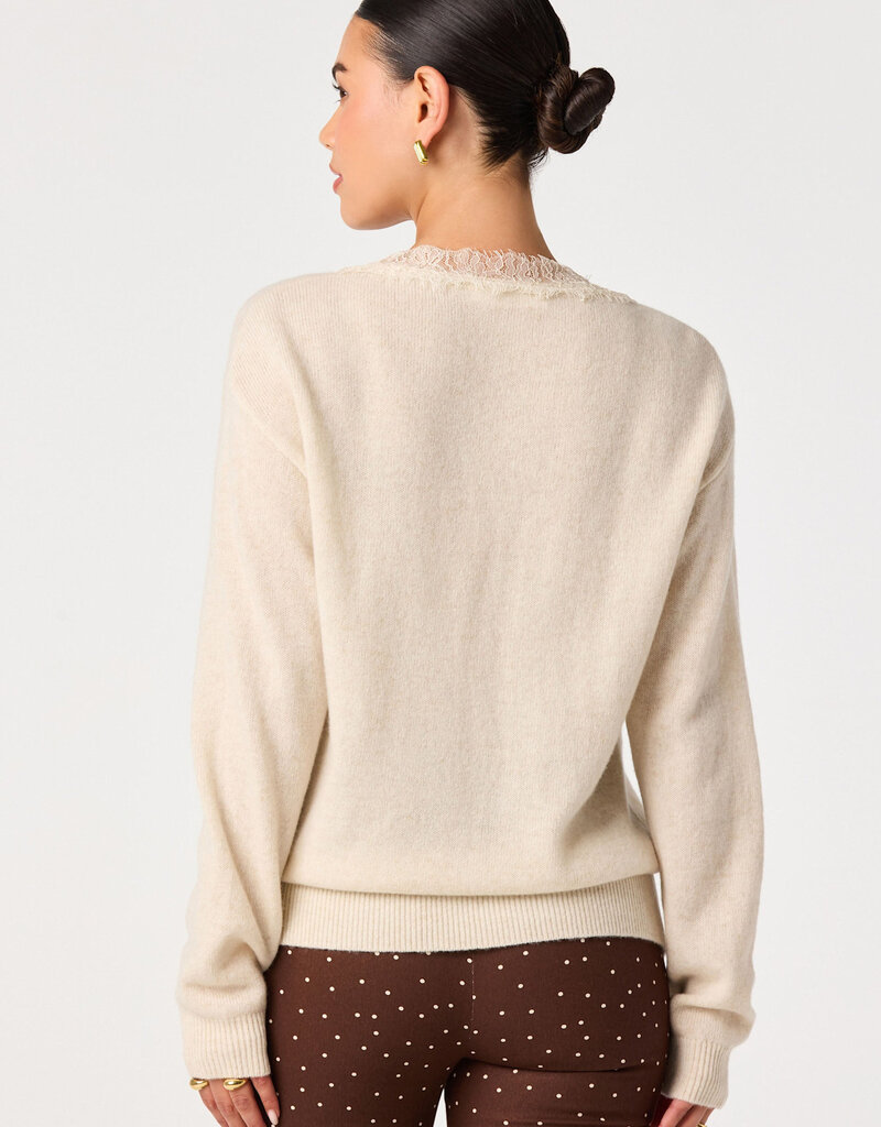 ASTR Jadyn Lace Trim V Neck Sweater