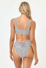 L Space Bardot Striped High Waist Bikini Bottom Classic