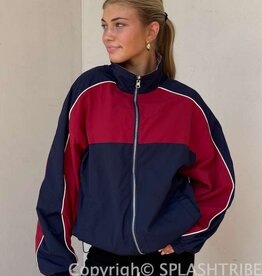 Retro Color Block Zip Up Jacket