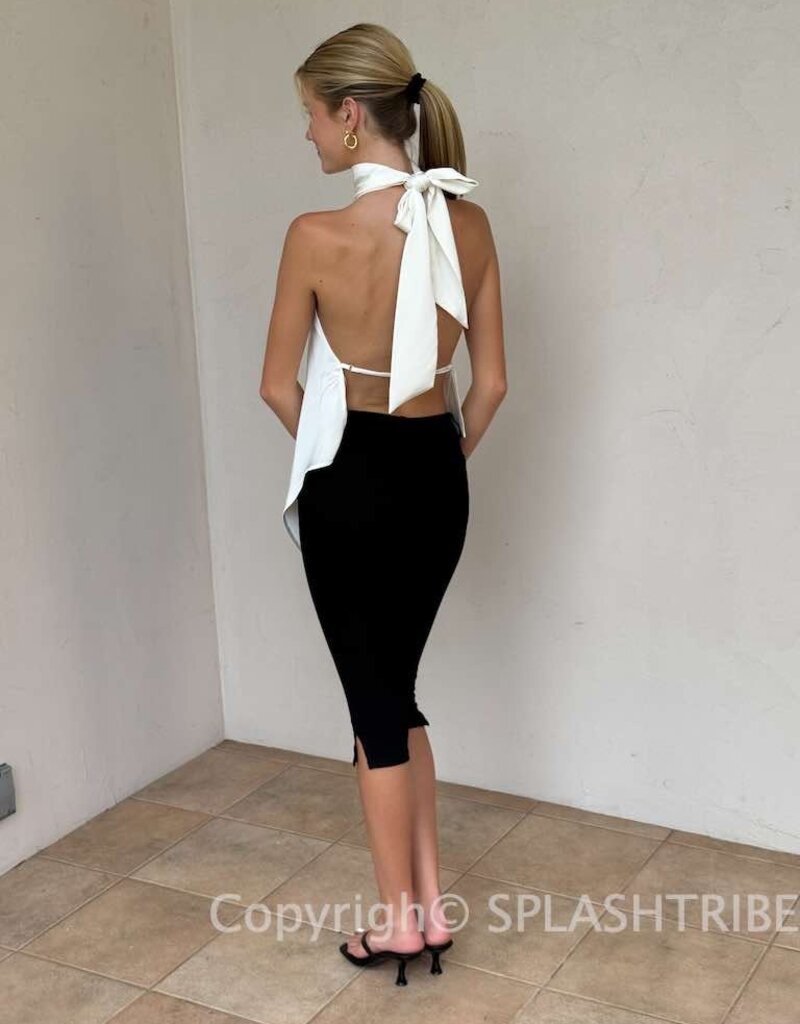 Georgetta Satin Asymmetrical Open Back Top